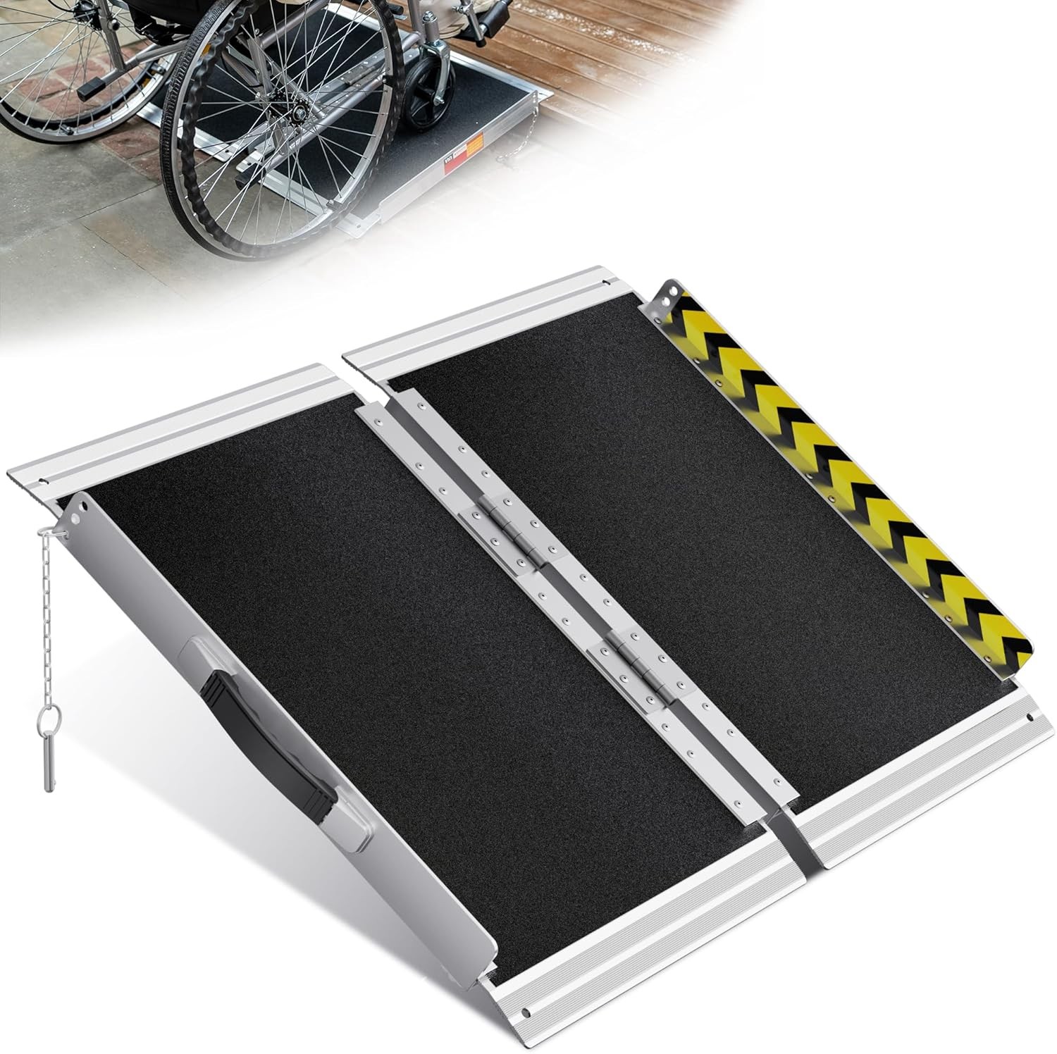 VNN 2-12 FT Folding Aluminum Wheelchair Ramp Portable Mobility Scooter Non-Slip