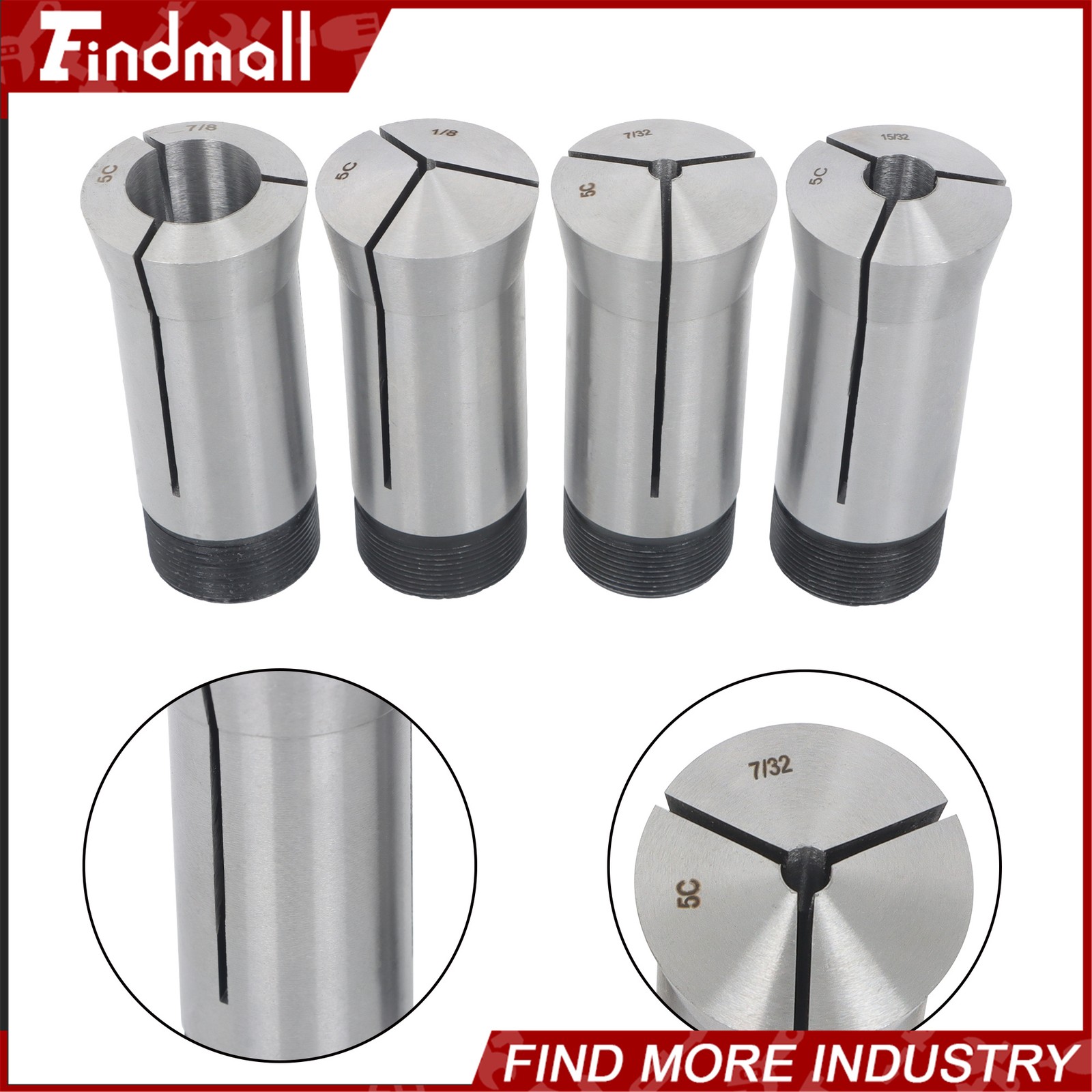 Findmall 57 Pack 5C Collet Set Fractional 1/8" to 1" High Precision Lathe