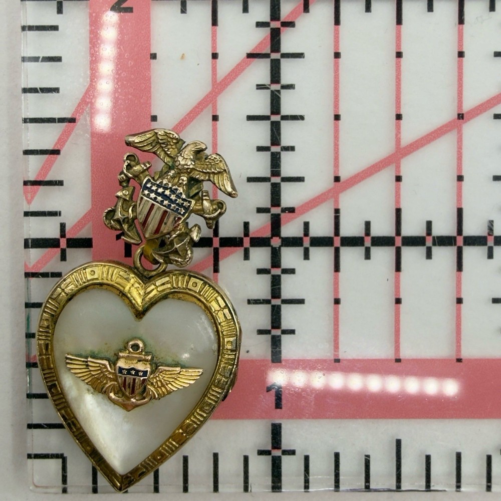 WWII Air Force Navy 10K G.F GOLD Sweetheart Heart LOCKET Pendant Watch Charm Fob