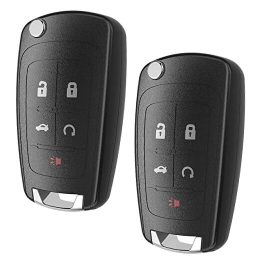 Flip Chevy Key Fob Keyless Entry Remote Start Control Replacement, 5-BTN-2Pcs