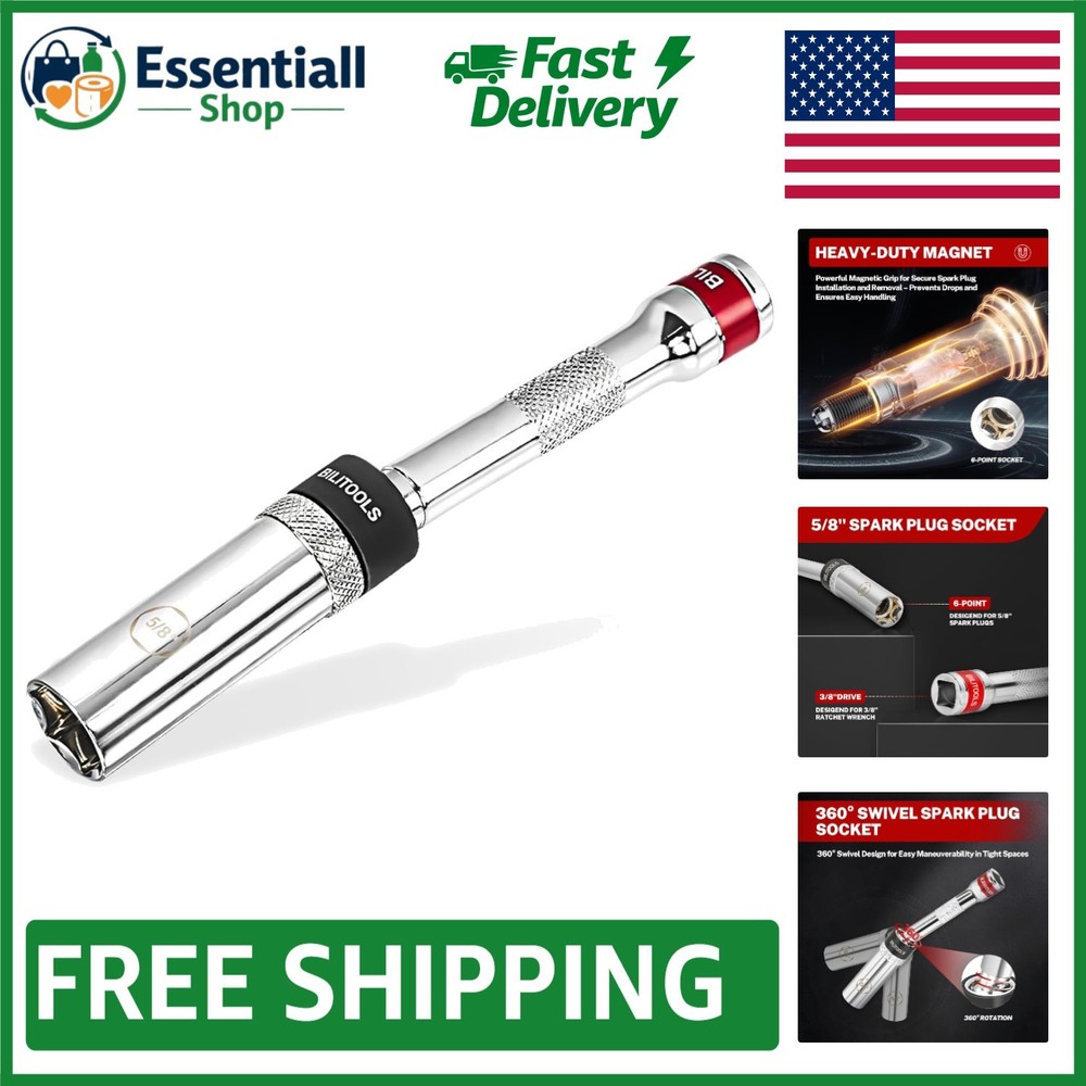 Lightweight 5/8-Inch Thin Wall Magnetic Spark Plug Socket - 6