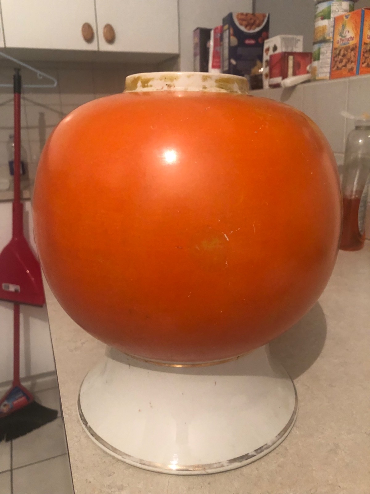 VINTAGE RARE c.1919 CERAMIC "HOWEL'S ORANGE-JULEP 5c" SODA FNT SYRUP DISPENSER