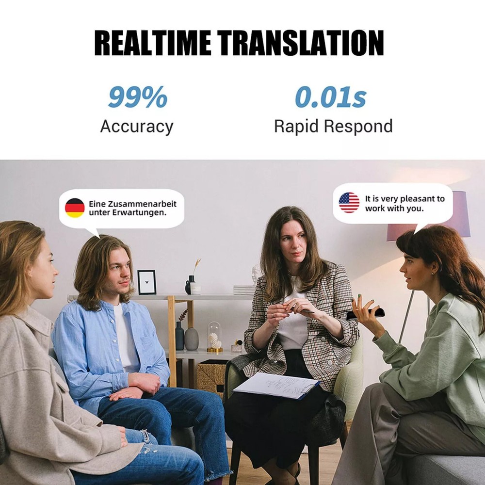 Durable 144+ Languages Smart BT4.2 Translator Two-Way Real Time Voice Device