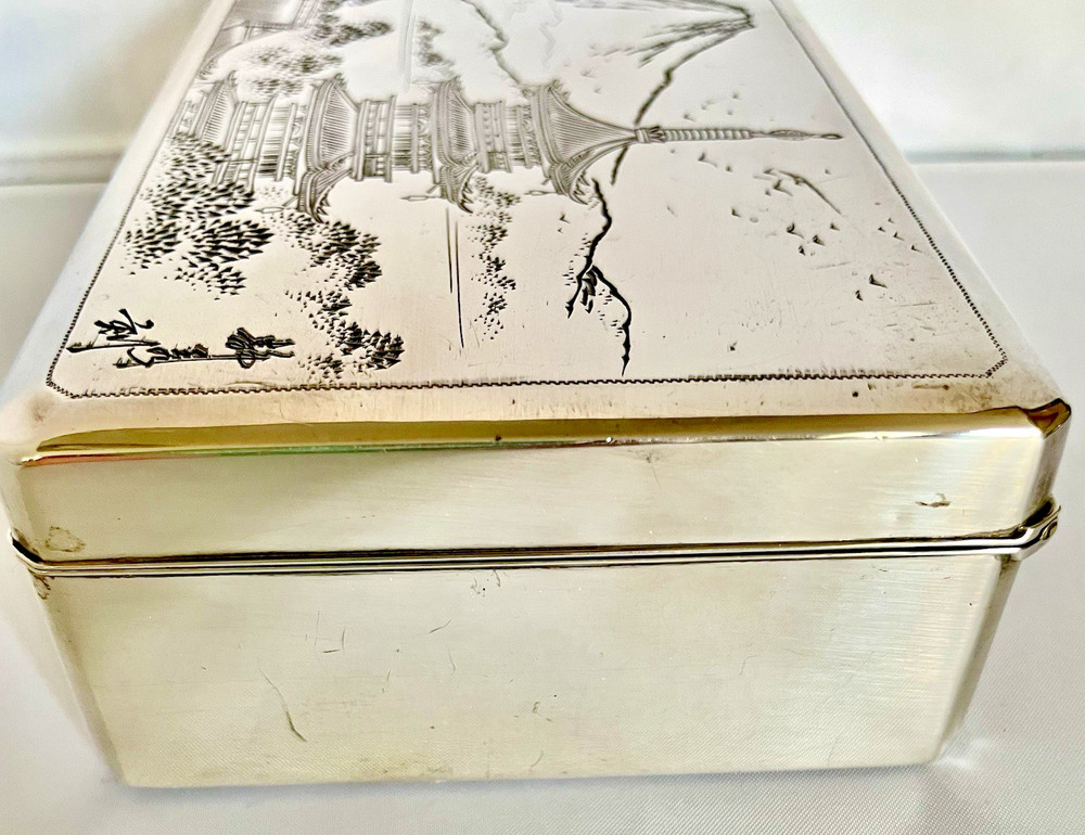 Antique 970 Silver Asian Cigarette Box