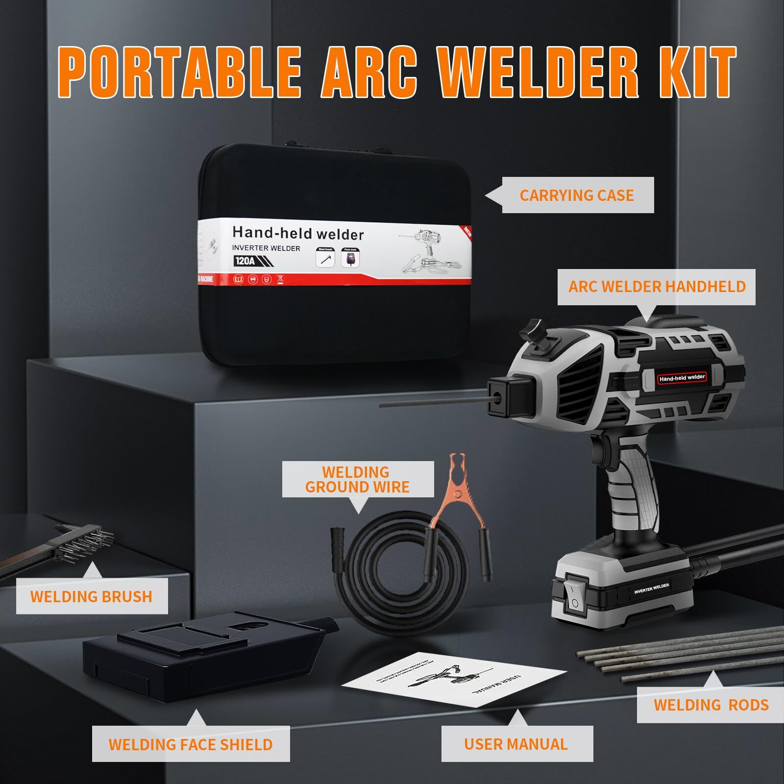 TRQWH 120A Portable Handheld ARC Welder Kit, 110V Stick Welding Machine