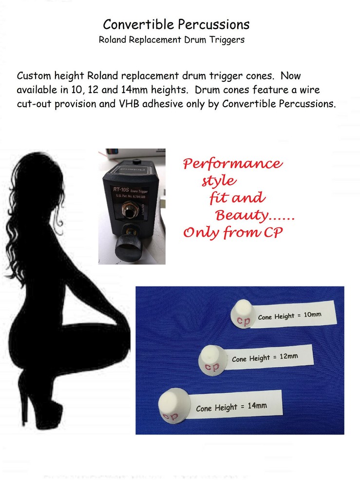 Custom Height Roland Replacement Trigger cones by Convertible Percussions