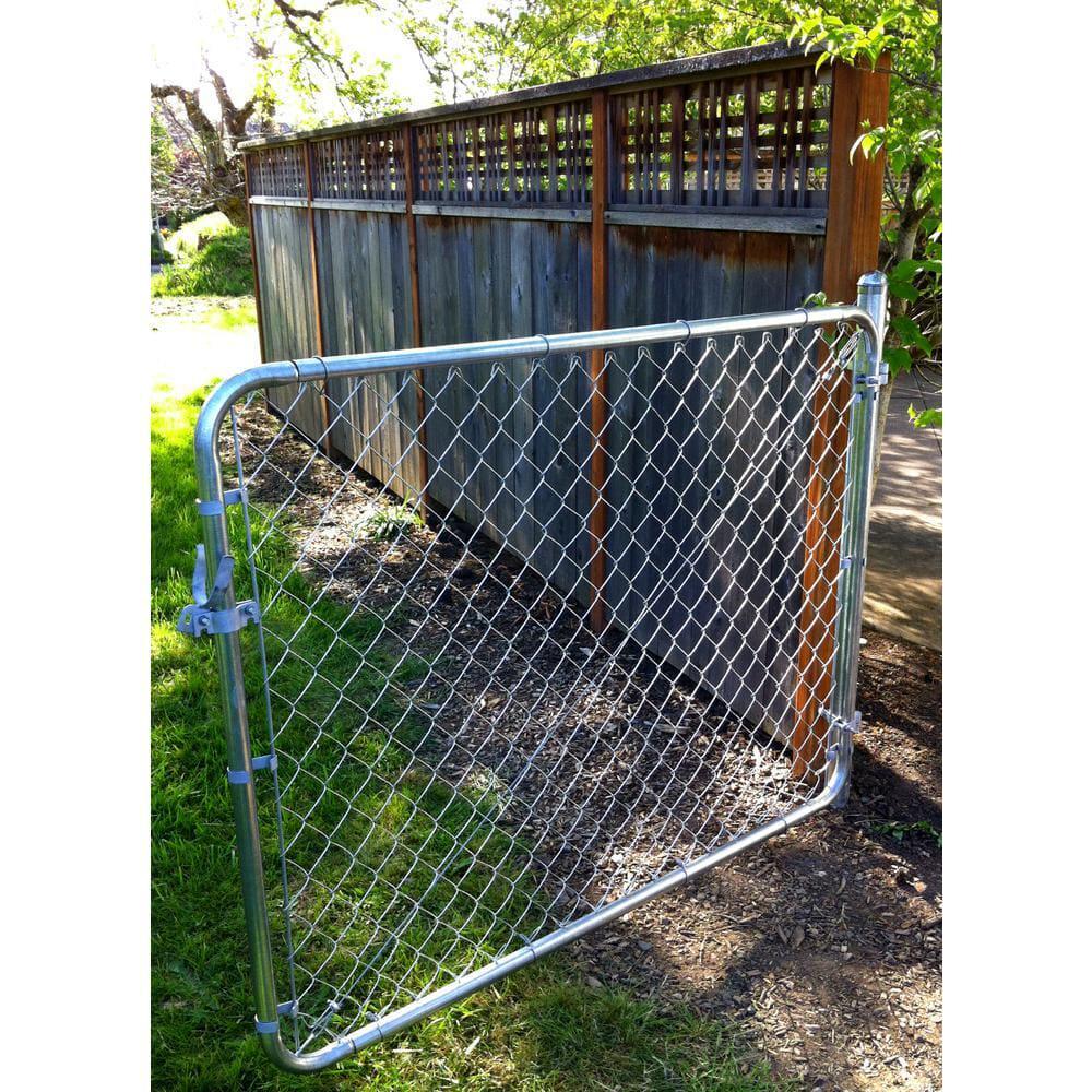 6ft X 4ft Adjustable Single Walk-Through Chain Link Fence Gate Galvanized Metal