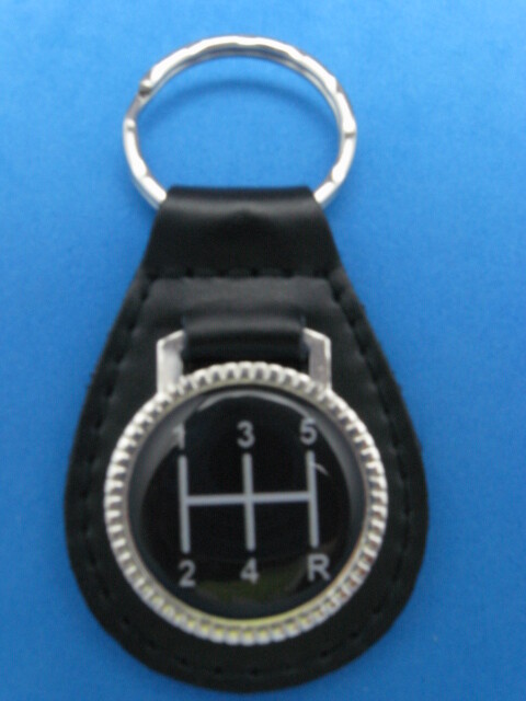 5 SPEED PATTERN BLACK LEATHER KEYRING KEYFOB BLACK #502
