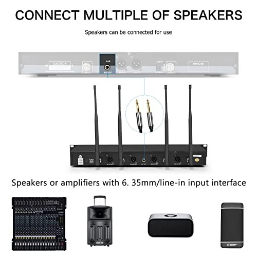 UHF Wireless Microphone System Cordless Lapel/Headset/Lavalier Mic(4