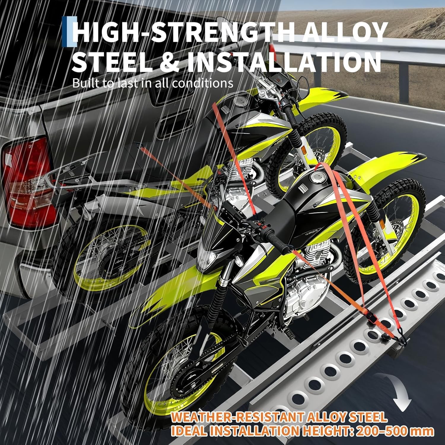 Dual Motorcycle Carrier Scooter Dirt Bike Hitch Mount 600LBS Rack Ramp Hauler us