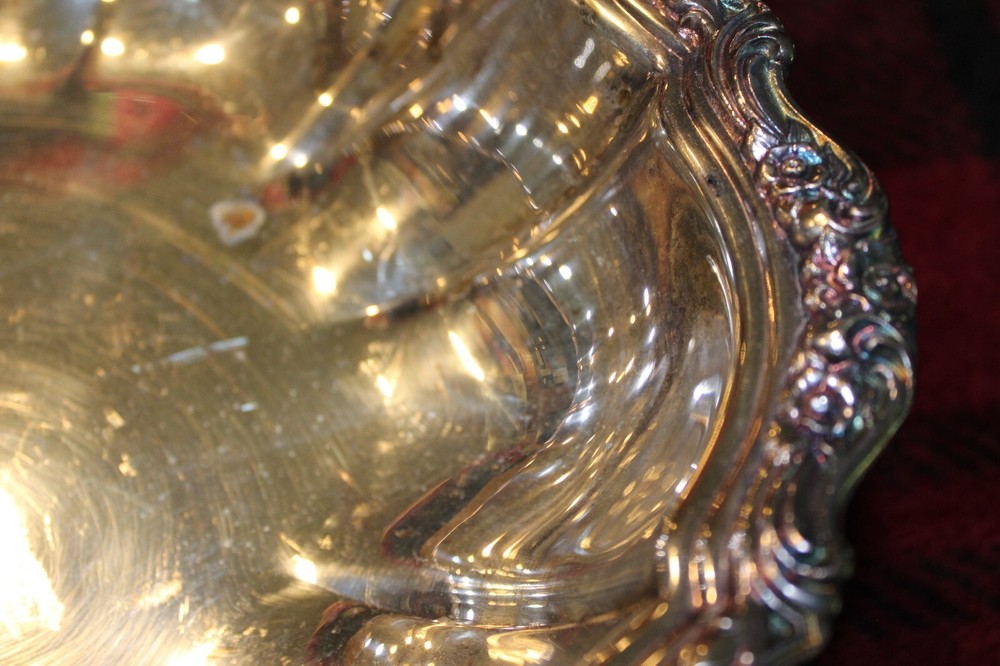 Large Silver Plated Highly Decorated Fruit Bowl 9" Across Heavy