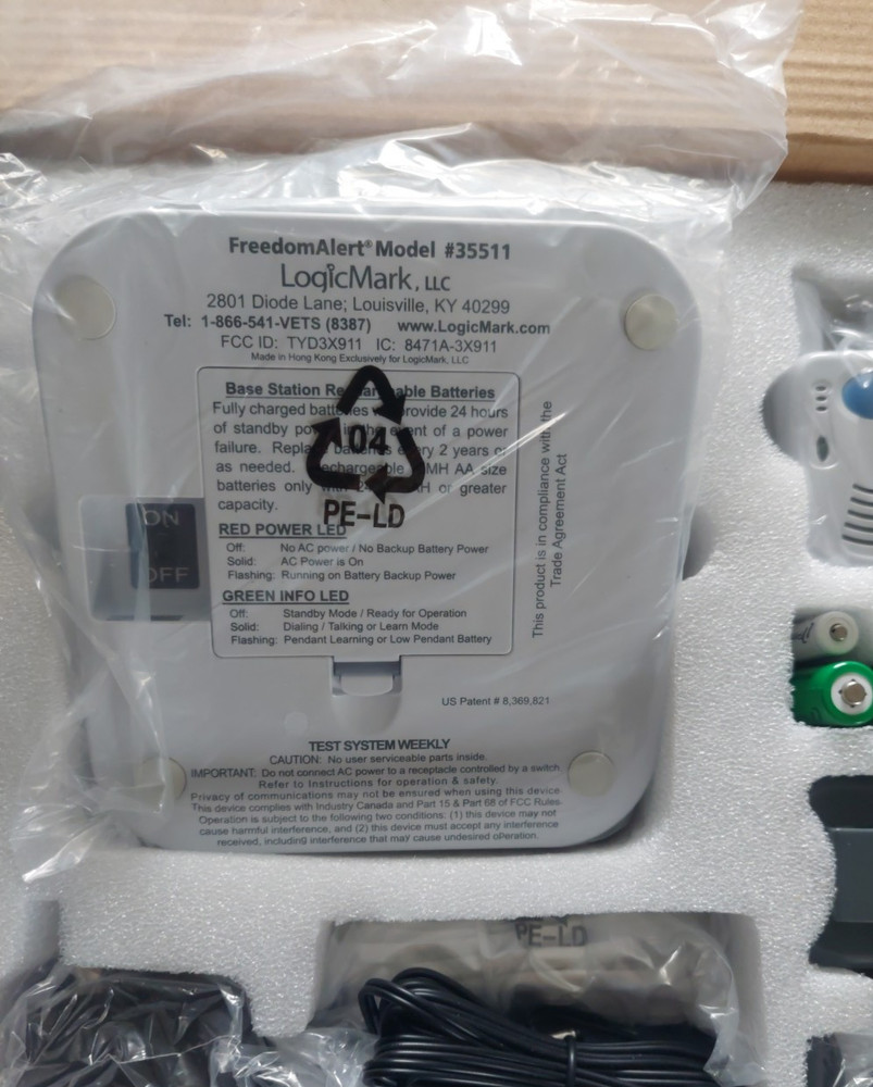 LOGIMARK FREEDOM ALERT PERSONAL EMERGENCY RESPONSE SYSTEM MODEL 35511 NEW OPEN