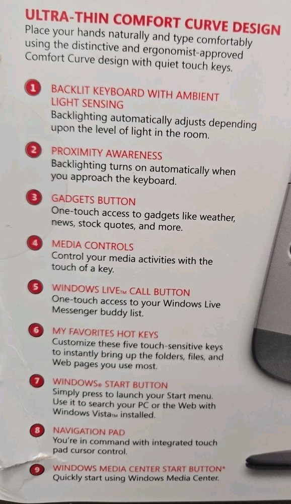 Microsoft Wireless Entertainment Desktop 8000 Keyboard BACKLIT COMBO Mouse NEW