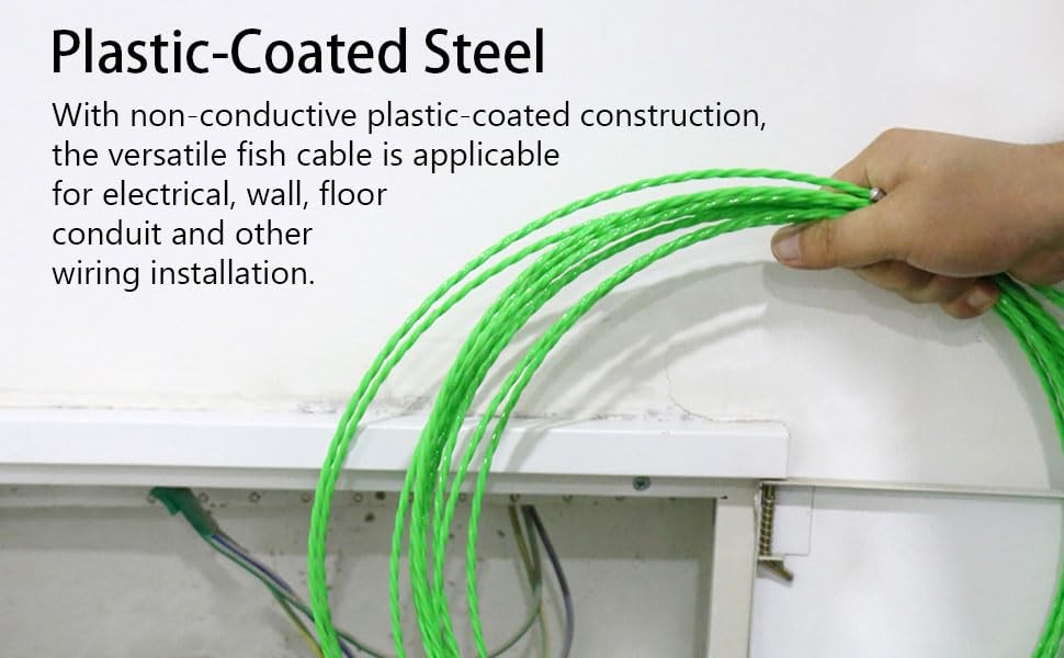49FT Fish Tape Wire Puller & Threader with Steel Rope Cable Fastener