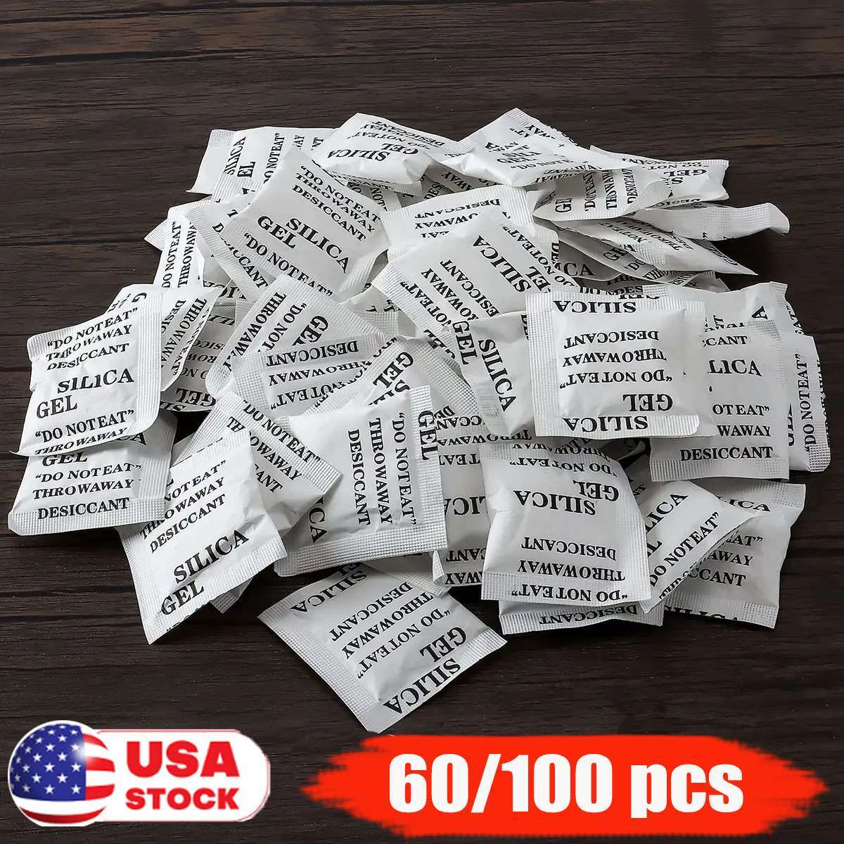 60/100 Packets Grams Silica Gel Desiccant Pack Moisture Absorber Reusable Safe