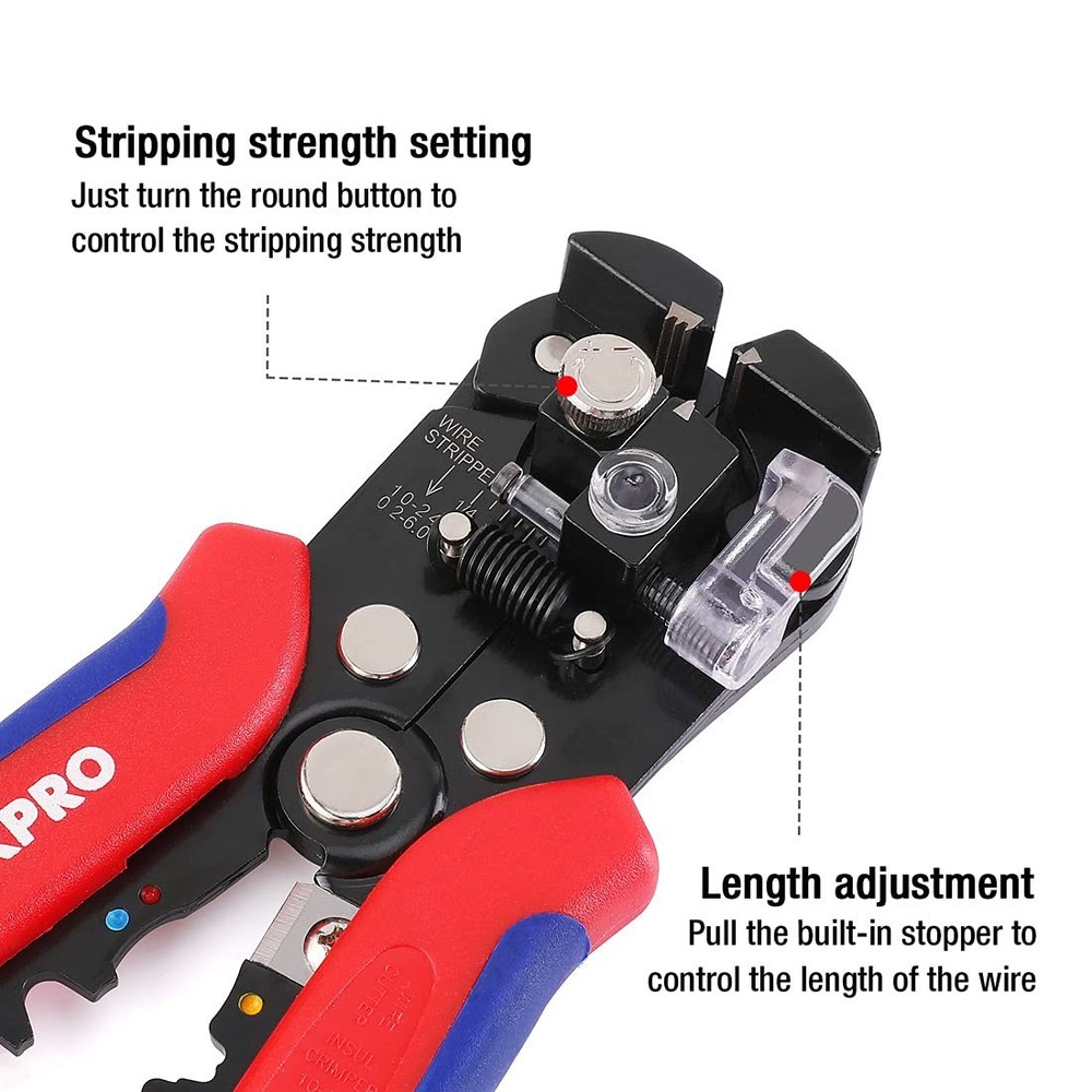 WORKPRO Wire Stripper Set, 8-Inch Multi-Tool and 8 INCH, Red, Blue
