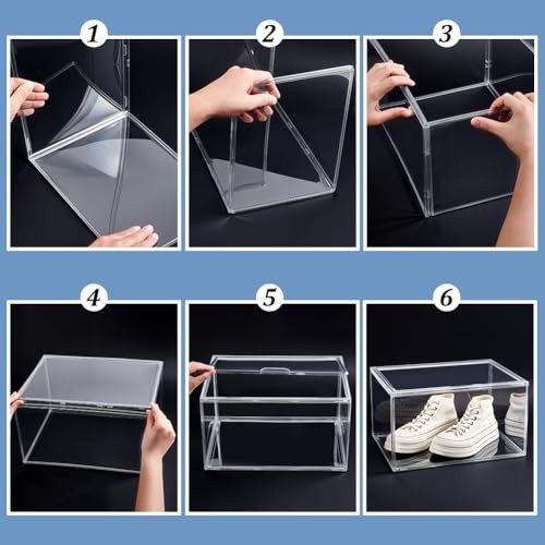 2 Pcs Clear Acrylic Display Case, 36x22x27cm Rectangle Display Cabinet Cube