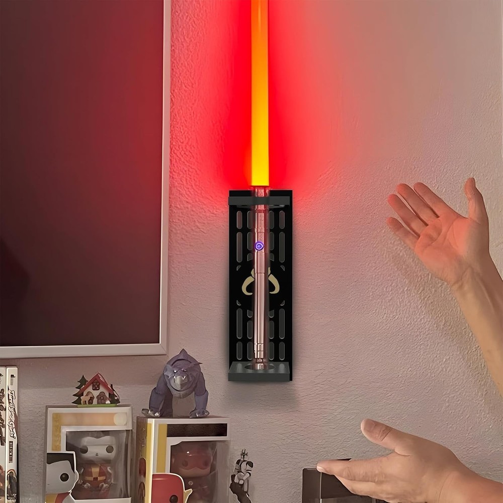 Lightsaber Wall Mount with Pattern, Wooden Stand for 04