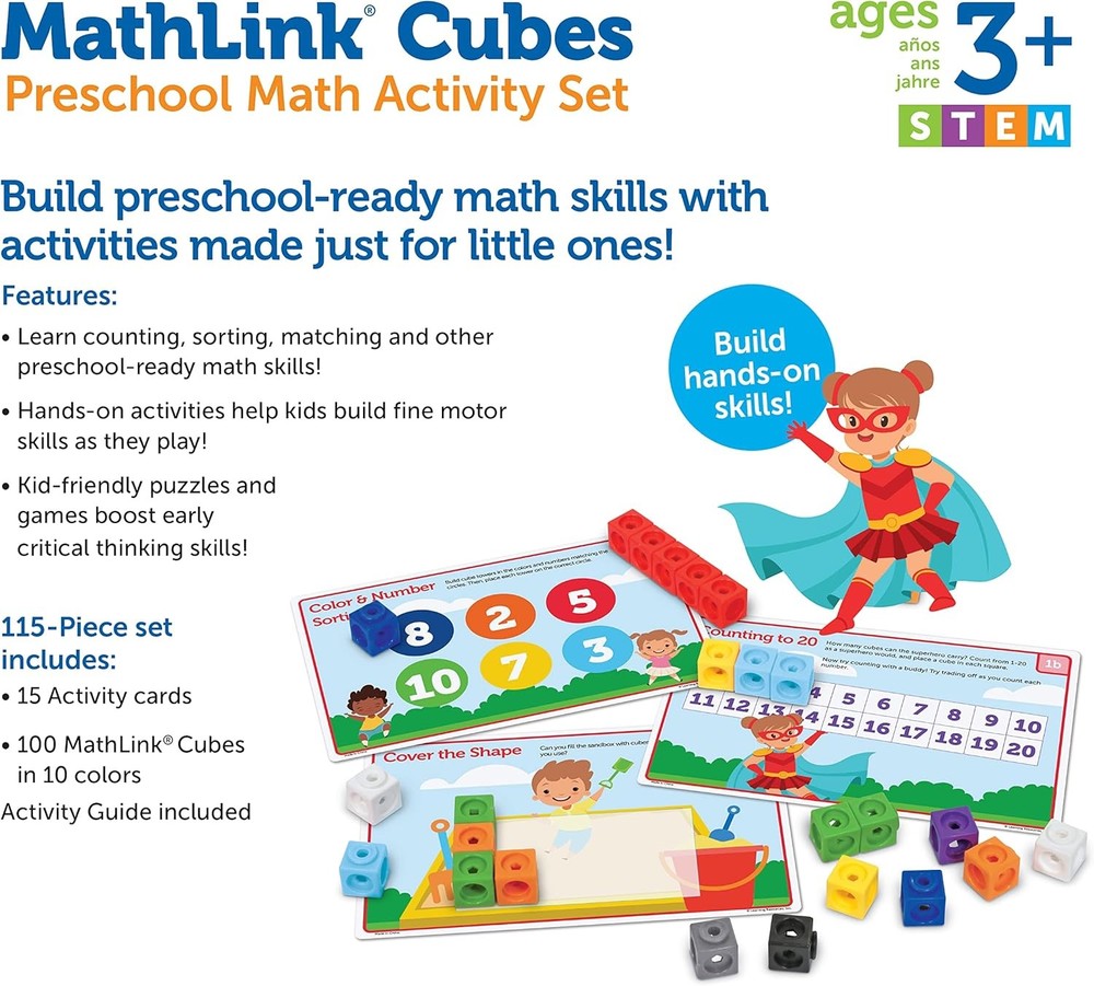 Learning Resources MathLink Cubes Preschool Math Activity Set - Classroom Must H
