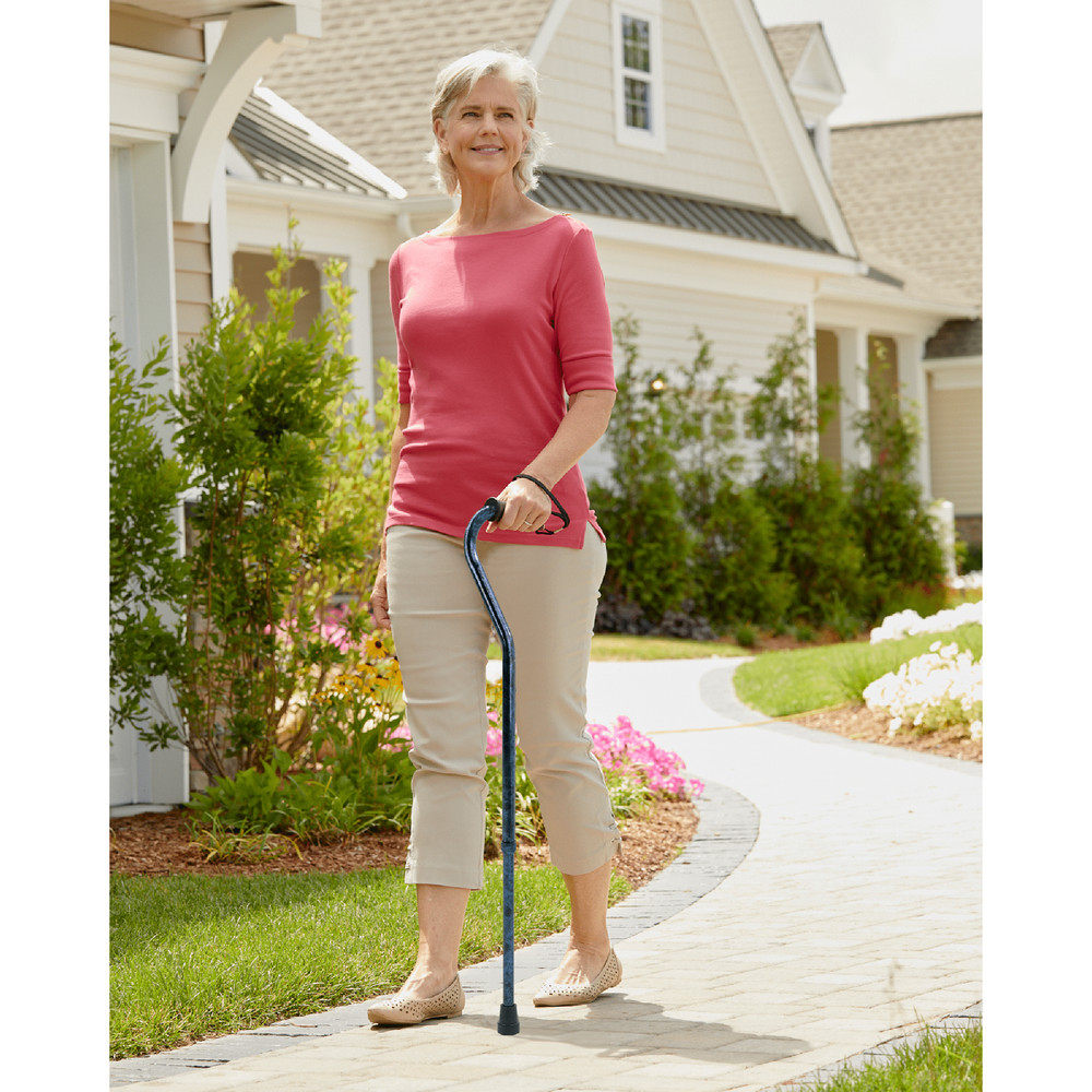 Adjustable Designer Walking Cane with Offset Handle for All Occasions, Blue,