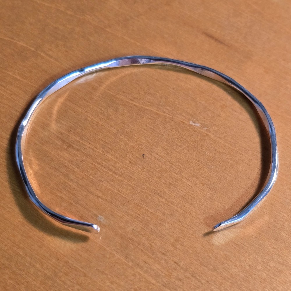 Sterling Silver 925 Cuff Bracelet Minimalist Bubble Wave Design