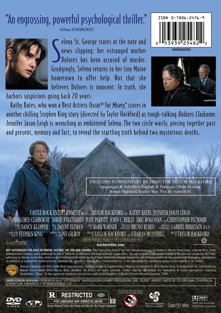 Dolores Claiborne DVD Kathy Bates NEW
