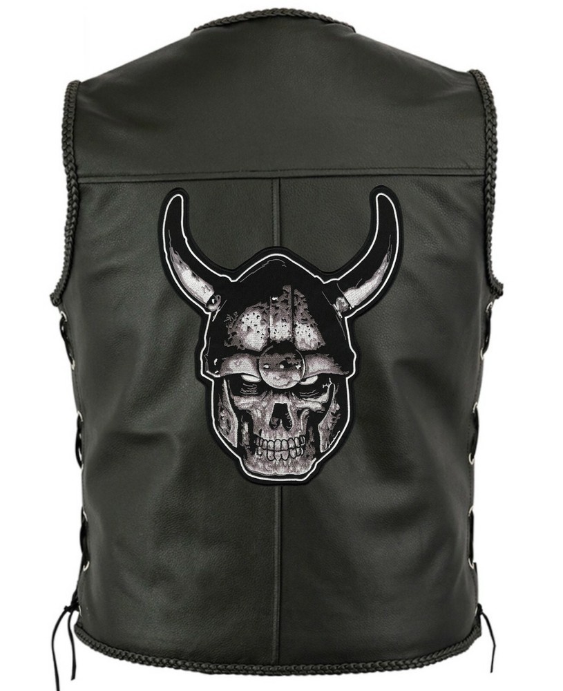 VIKING SKULL Patch 12" | Realistic Skeleton Warrior Embroidered Iron On Large