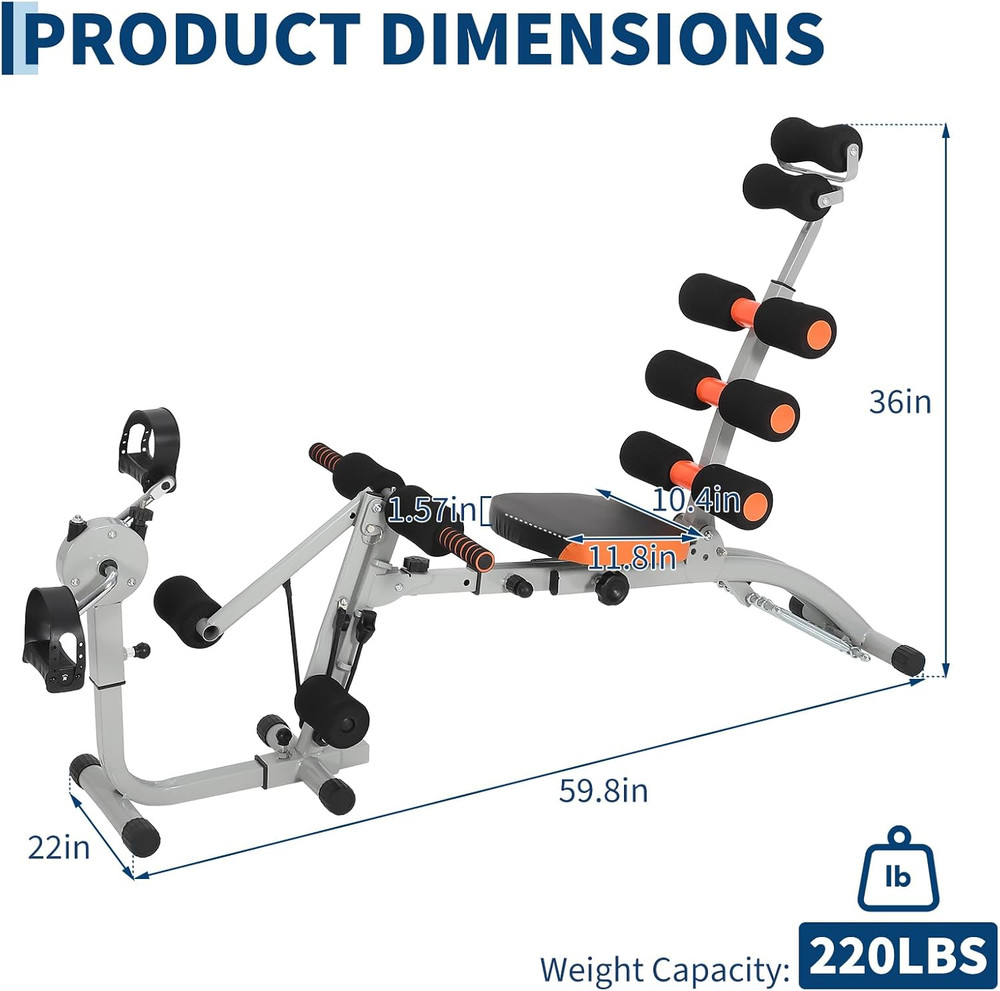 Multifunctional Ab Machine, Adjustable Sit up Bench, Core Workout Bench for Abdo