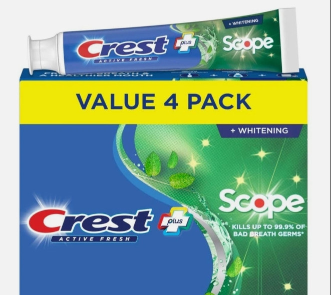 Crest Whitening + Scope Complete Active Fresh + Whitening Toothpaste 5.5Oz (4PK)