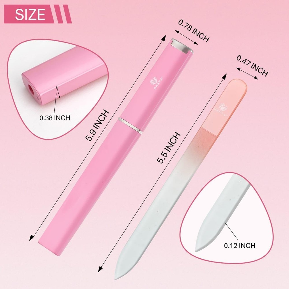 Crystal Glass Nail File Set (2 Pack) with Protective Case – Premium Double Sided