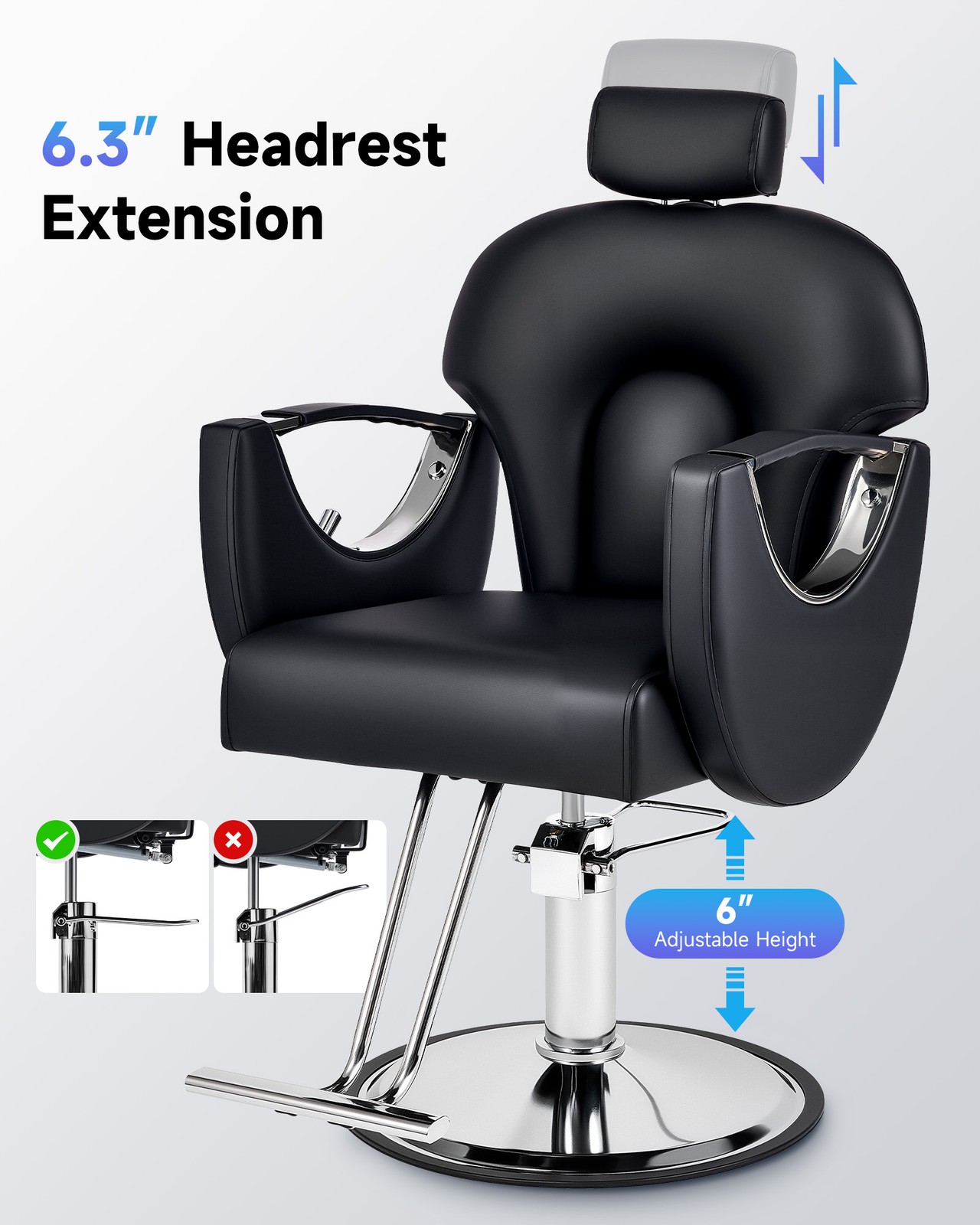 360° Styling All Purpose Hydraulic Black Reclining Barber Chair Salon Beauty Spa