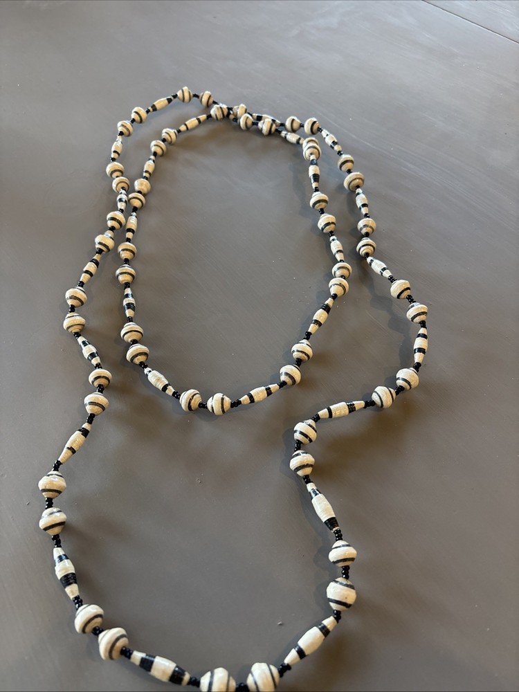 Long African Paper Beaded Necklace