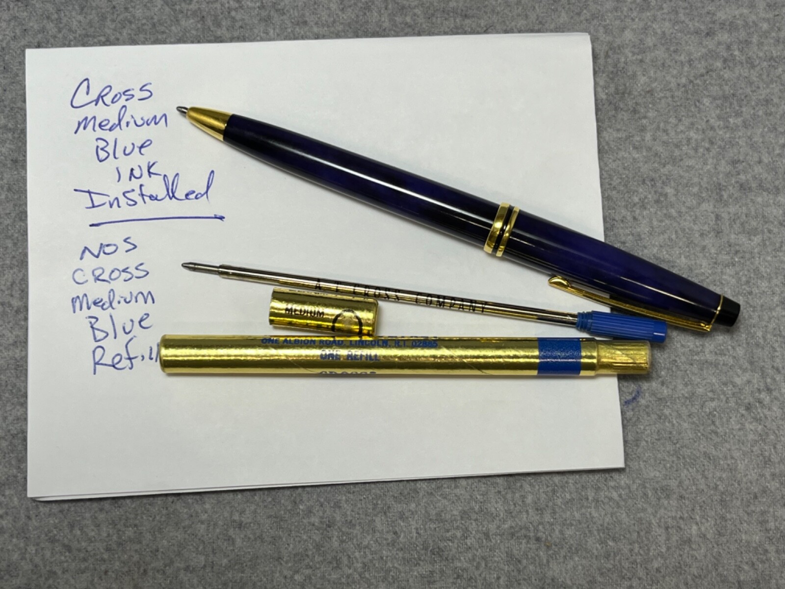 VTG Cross Radiance Blue/Black Swirl & 22K Gold Trim Ballpoint Pen + Premium Box