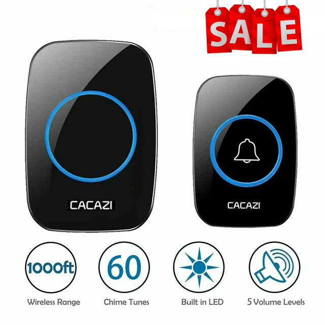 Smart wireless Doorbell waterproof plug-in receiver 3 mode adjustable volume
