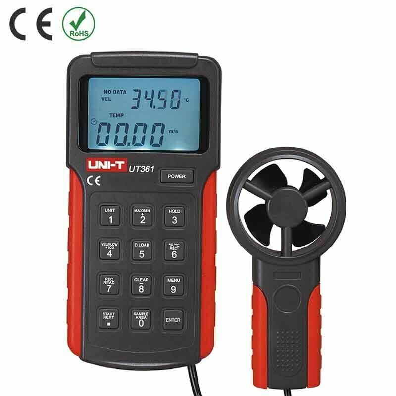 UNI-T UT361 Digital Tachometer LCD Backlight Data Hold Anemoscopes w/Temperat✦Kd