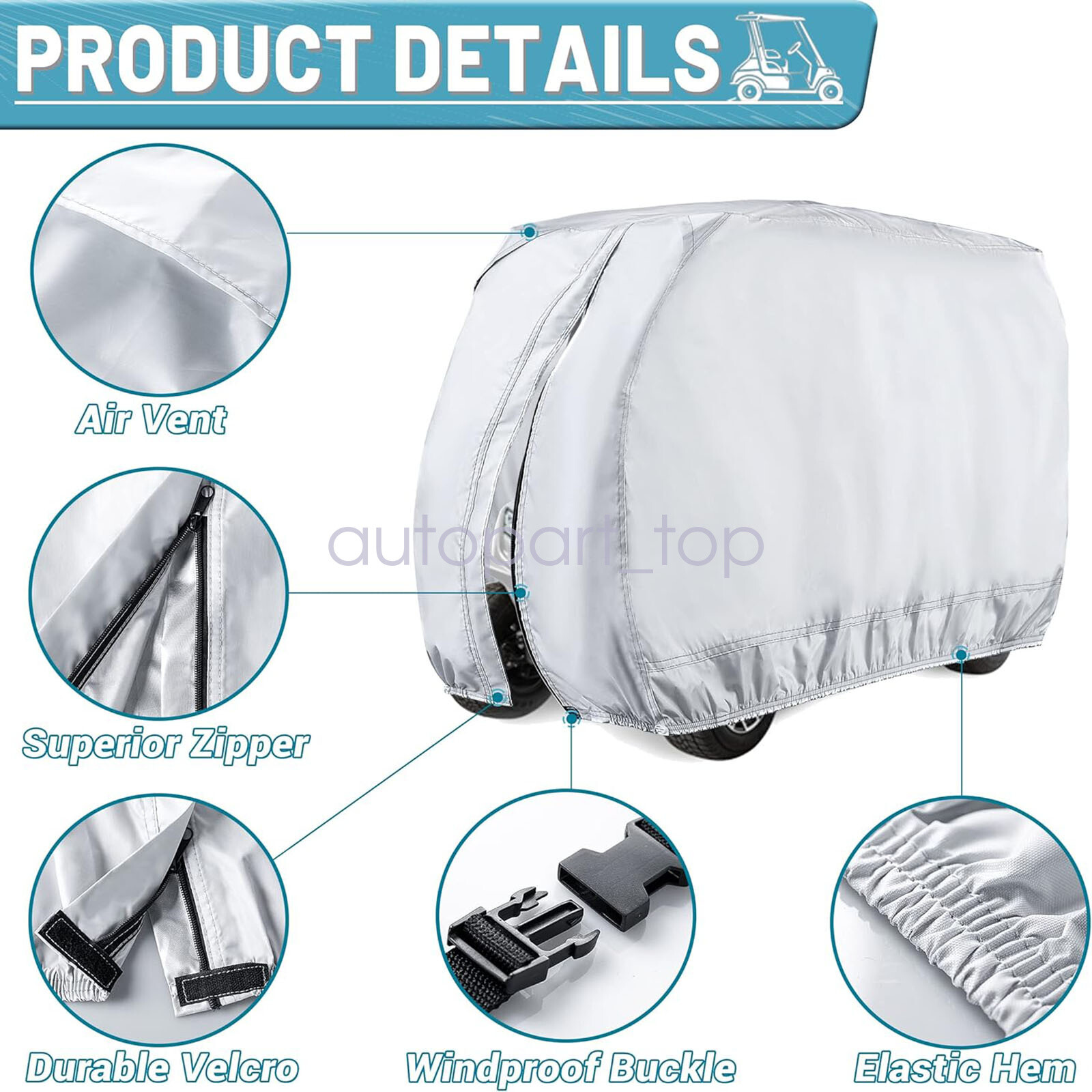 UV Prevent Dustproof Waterproof cloth Golf Cart Cover For EZGo Club Car Yamaha