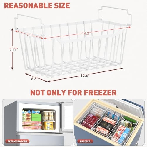 Freezer Organizer Bins with Foldable Handle Pack Stackable Freezer 8 White