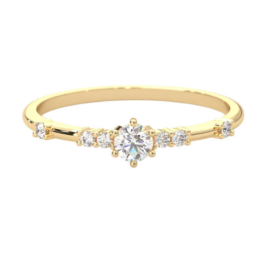 14K Solid Gold Dainty Diamond Stackable Ring, Round Lab Diamond Stackable Ring