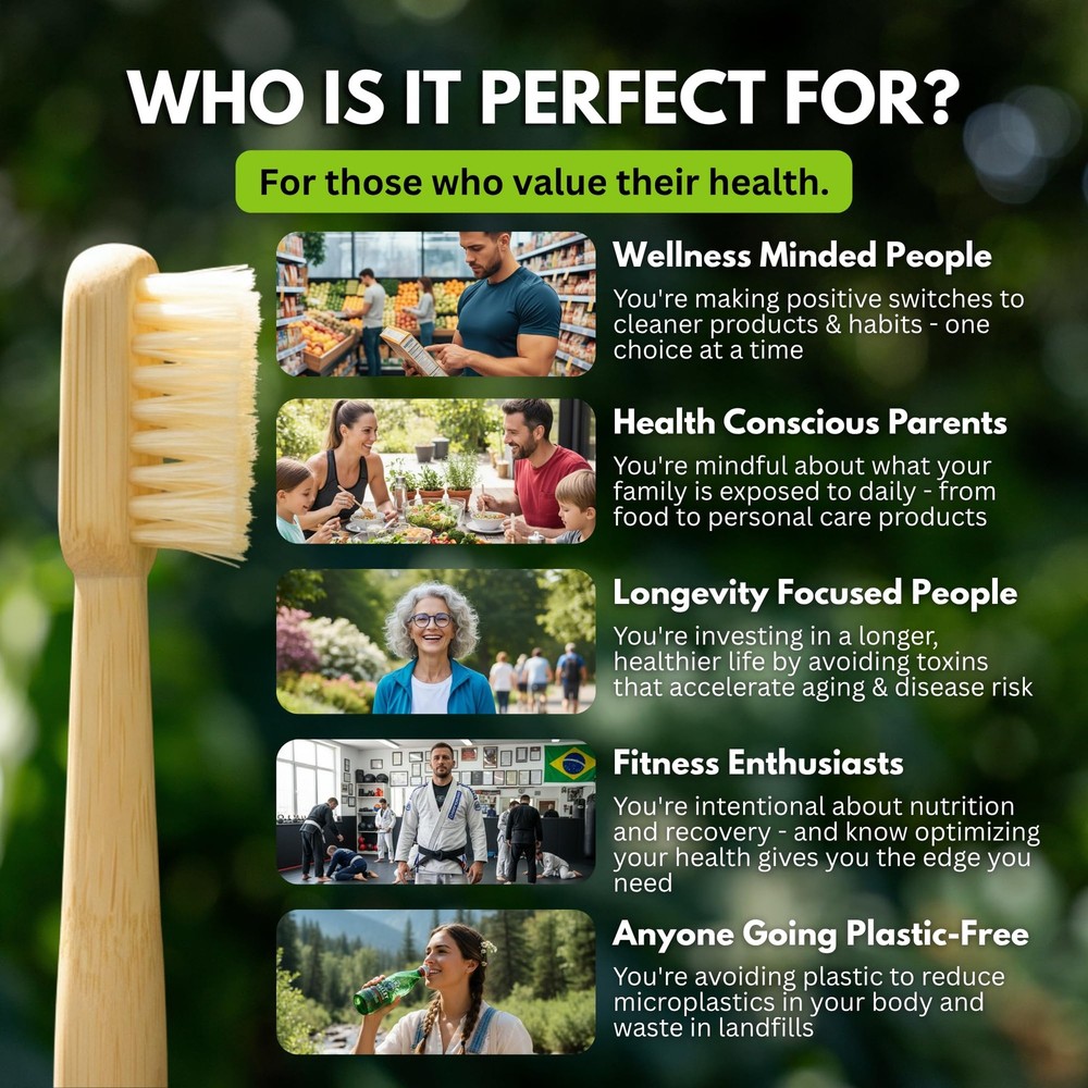 Biodegradable Bamboo Toothbrush Set - 4-Pack, Eco-Friendly, Quick Dry