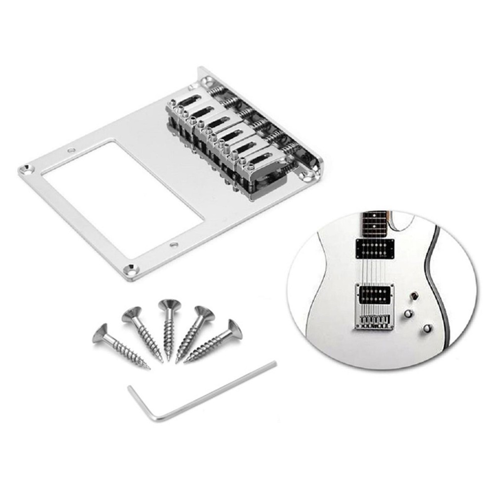Chrome 6 String Fixed Hardtail Guitar Bridge w/ Tool for Tele Telecaster Guitar