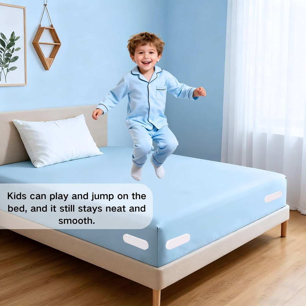 Durable Bed Sheet Holders for Corners - 4 Pack White Sheet Clips