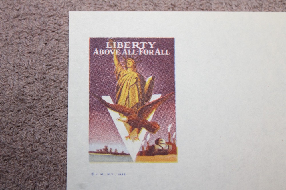 Original WW2 U.S. Home Front Patriotic Letter Head and Matching Envelope Set