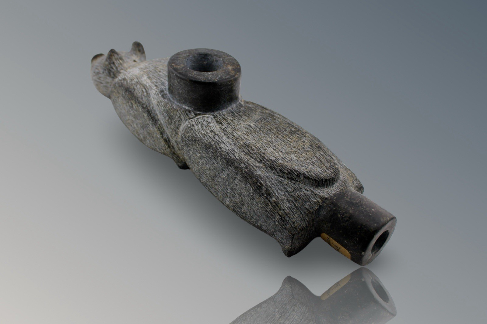 Cherokee Council Bear Effigy Pipe Late 19th Century NC High Rock 13” Long