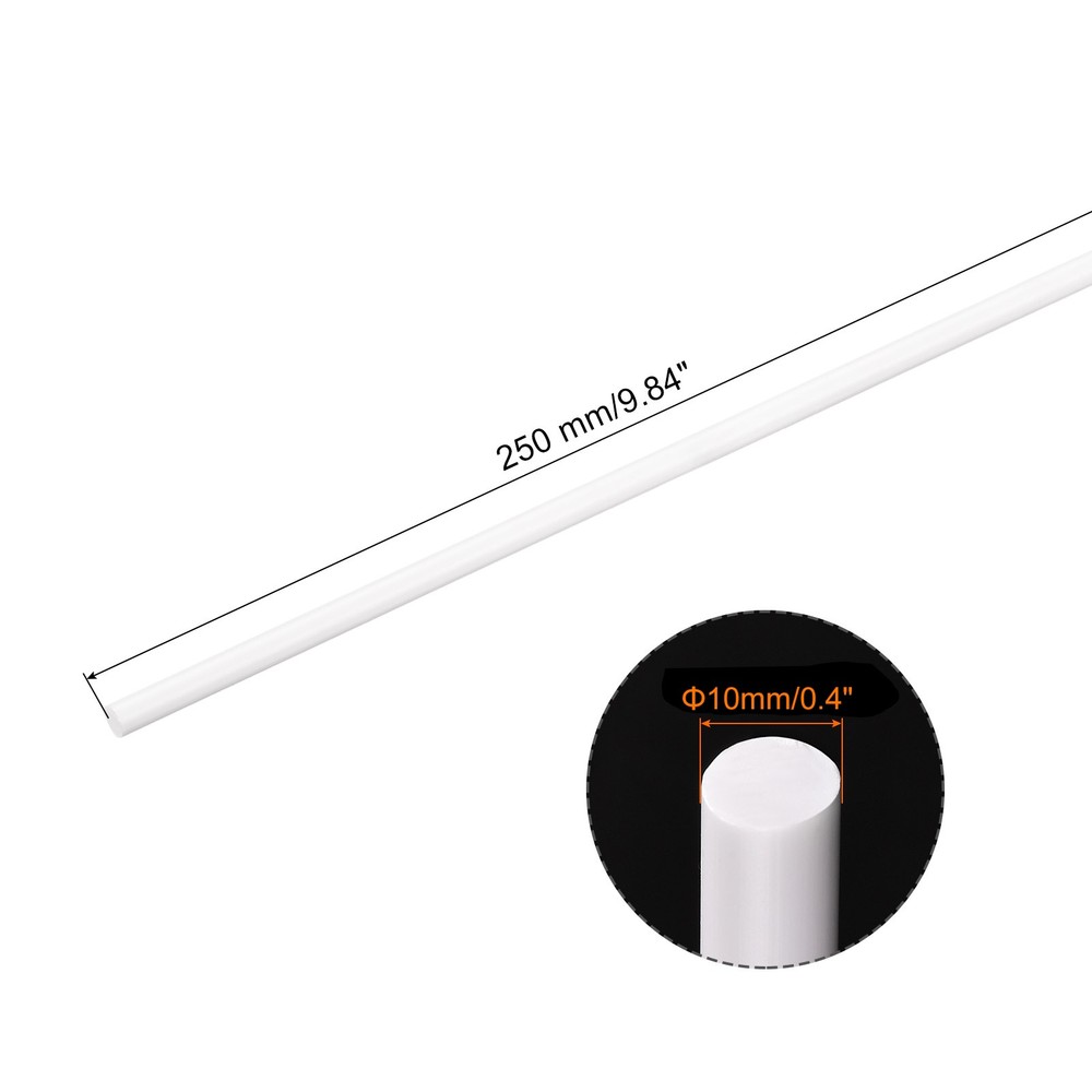1Pcs ABS Plastic Rods, Diameter 10mm Length 250mm White Stick Solid Bar
