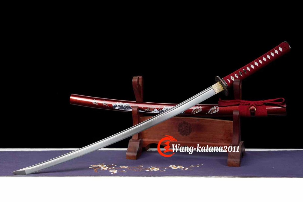 Handmade Full Tang Red Japanese Samurai Katana Function Sharp Sword Spring Steel
