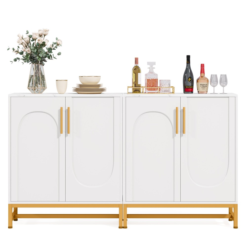 Sideboard Buffet Cabinet with Storage, Modern 4 Doors Buffets Sideboard Kitchen
