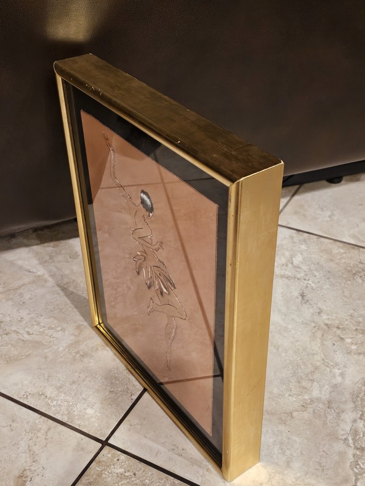 Framed Tooled Leather Josephine Baker In A Bana Skirt