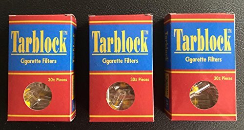 TARBLOCK Cigarette Filter Tips - 3 Packs (90 Filters Total)