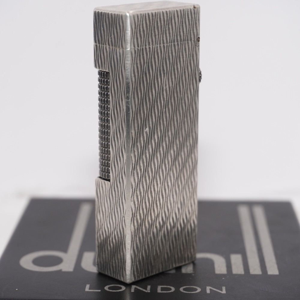 Dunhill Rollagas Lighter Silver WAV Pattern-Ultrasonically cleaned_Working