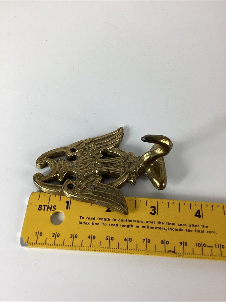 2 VTG 9” Brass American Bald Eagle Door Knocker & Small Eagle Ring Hook Wall